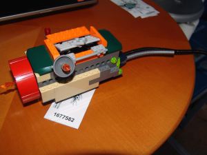 A particle detector built with Lego at the Open Day of the Helmholtz-Zentrum Geesthacht.