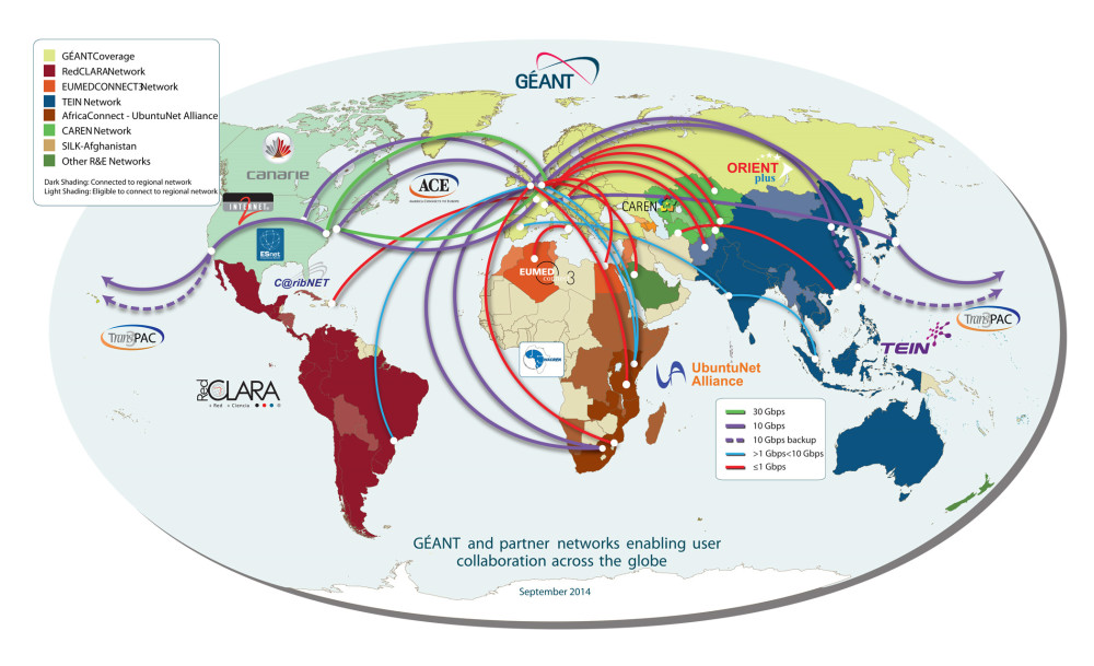 GÉANT global connectivity - Reproduced with the kind permission of GÉANT (www.geant.org)